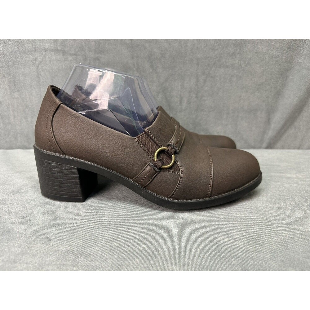 Easy Street Womens LUKA Faux Leather Zipper Block Heel Shooties Shoes Womens 9.5
